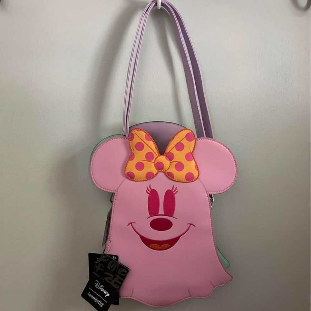 Loungefly Disney Ghost Minnie and Mickey Double Sided Crossbody Glow in the Dar